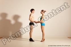 Underwear Woman - Man White Slim Short Brown Dancing Dynamic poses Academic